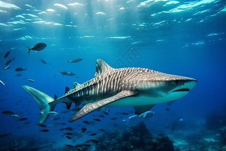 鲨鱼捕食海底凶猛的鲨鱼背景