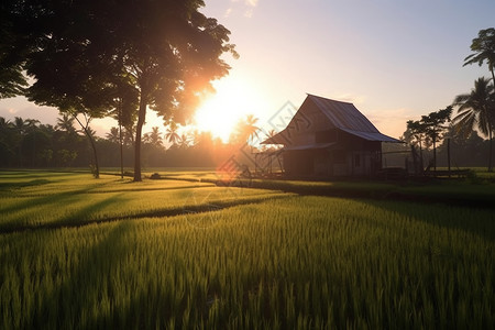 一望无际的稻田背景图片