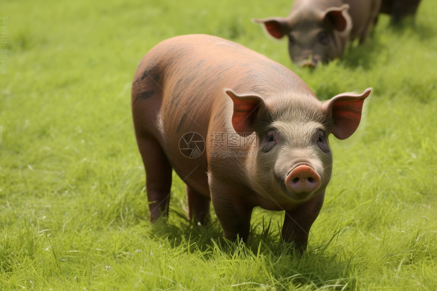 草地上的猪图片