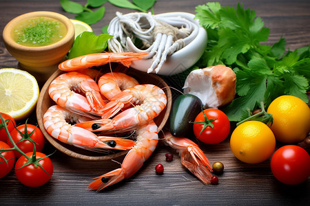 虾和蔬菜图片