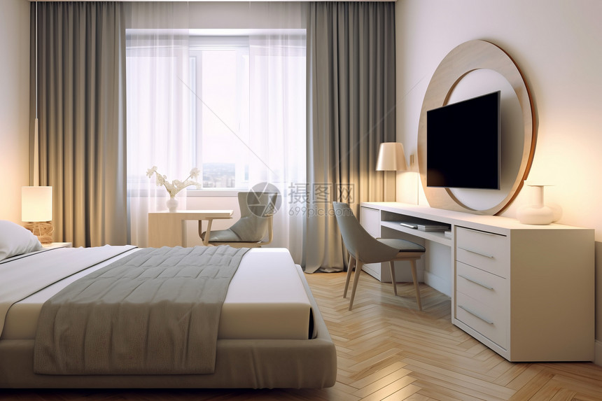 现代公寓的卧室图片