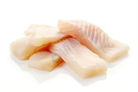薄薄的鱼片鱼肉砂鳕鱼高清图片