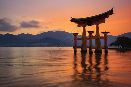 宫岛的浮动牌坊背景