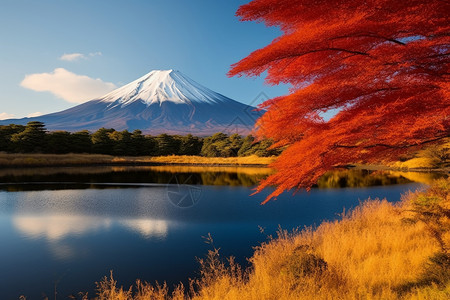 日本富士山的美丽景观背景图片