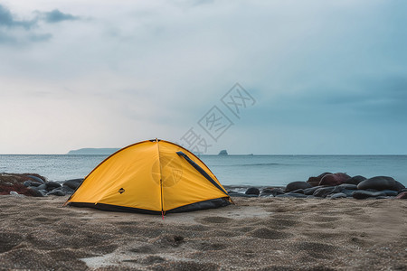 海边度假露营的帐篷图片