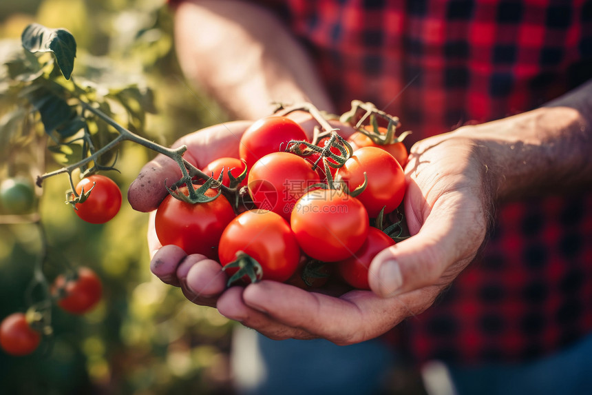 农民手中的小番茄图片