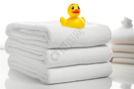 毛巾和小黄鸭背景图片