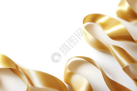 黄色丝绸彩带用作绑礼物的丝带背景