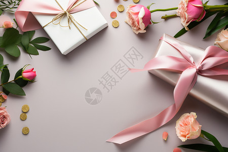 礼物盒和花朵图片