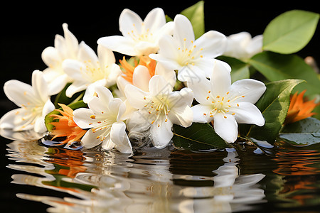 水面上的白色小花背景图片