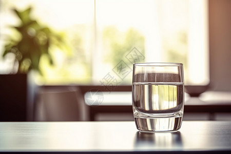 桌子上的一杯水背景图片