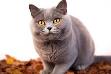 灰色的短毛胖猫图片