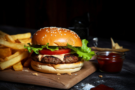 牛肉汉堡的图背景图片