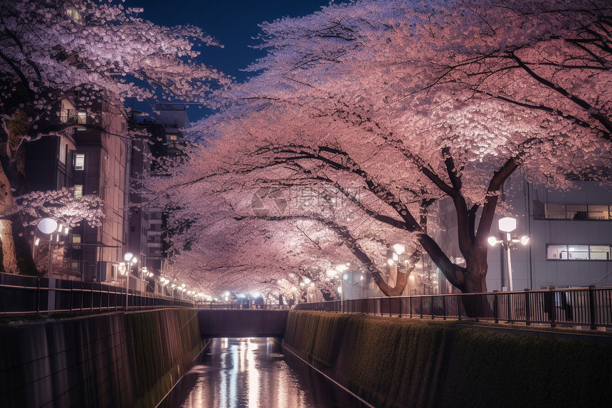 东京街的美丽樱花图片