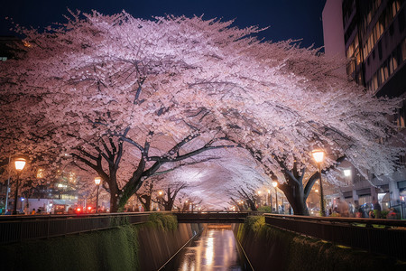 夜晚美丽的东京街高清图片