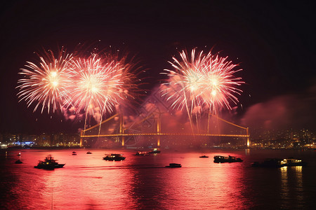 放烟花庆祝夜空花会高清图片