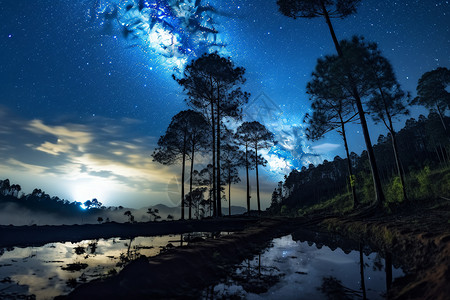 夜间银河系背景图片