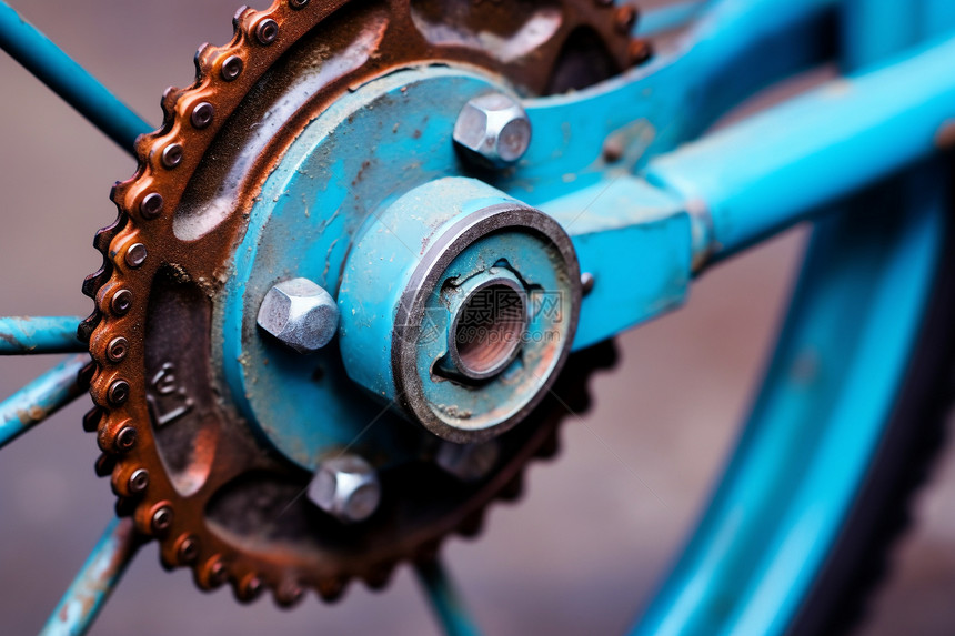 生锈的金属自行车齿轮图片
