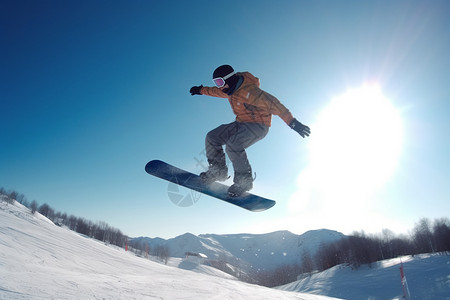 雪山滑雪场滑雪的男子图片