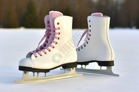 雪地上的溜冰鞋背景图片