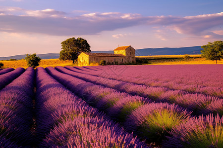 紫色的薰衣草田野图片