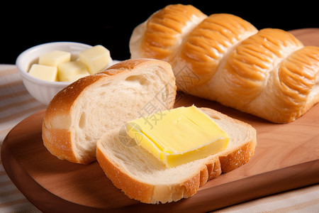 黄油在面包上图片