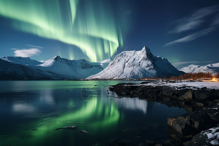 北欧冰岛的极光景观图片