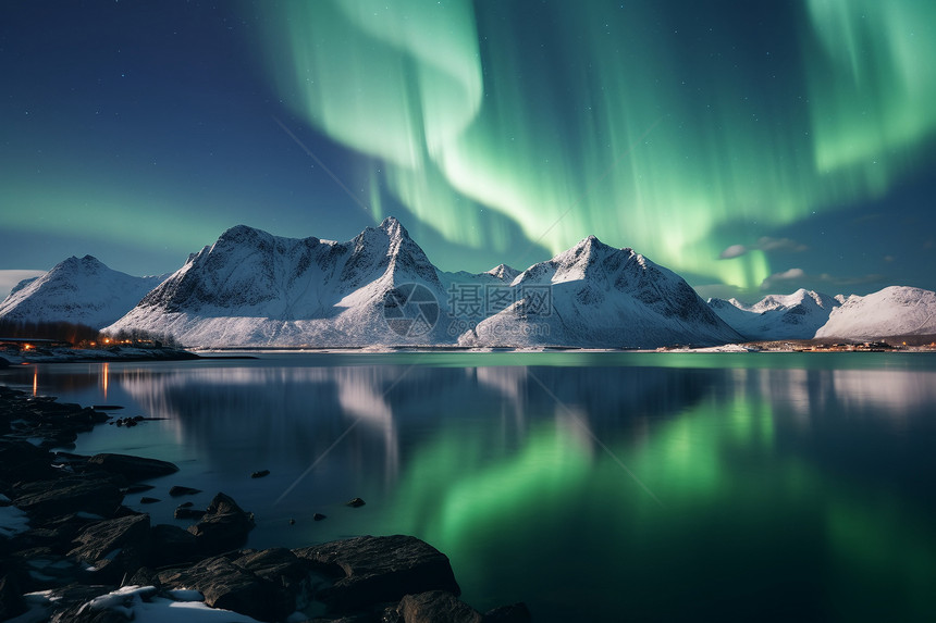 冬天冰岛北极星的美丽景观图片