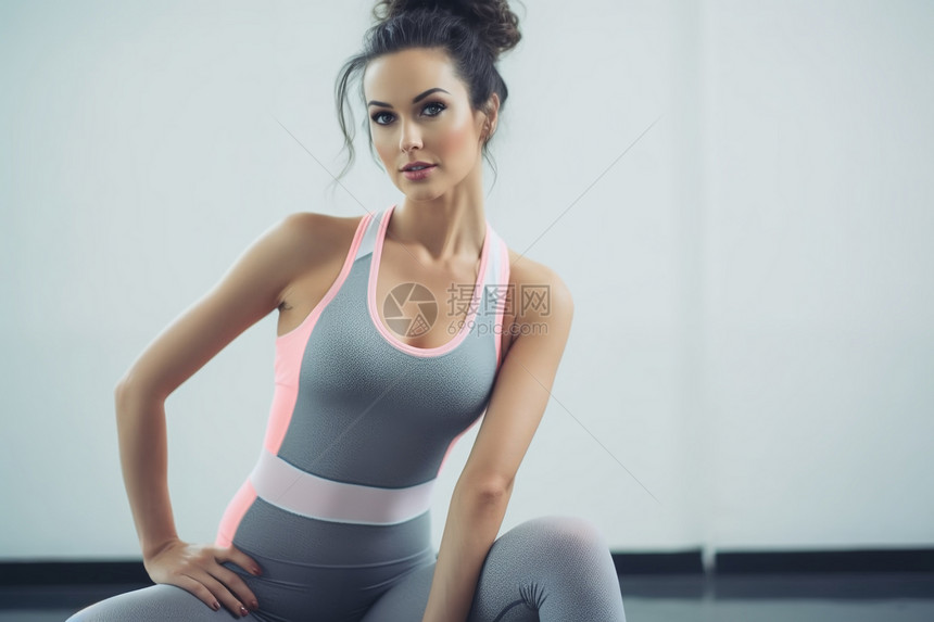健身房健身的外国女子图片