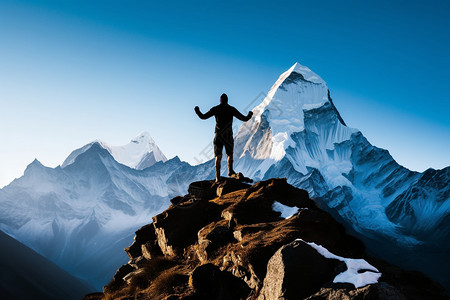 冒险的登山爱好者背景图片