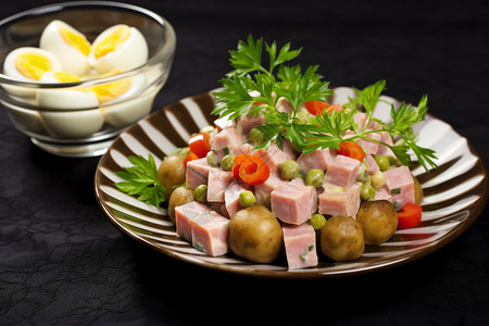 俄罗斯美食土豆色拉高清图片