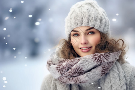 冬季时尚的外国女子背景图片