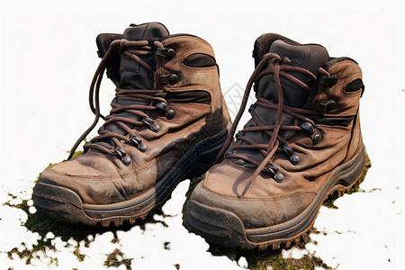 皮革登山靴背景图片