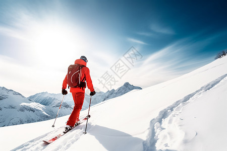 冒险的高山滑雪者图片