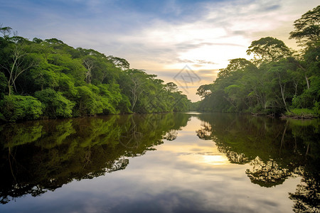 亚马逊森林亚马逊日落高清图片