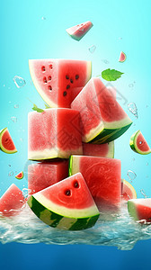 夏季冰镇西瓜插图背景图片