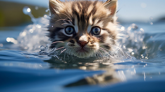 游泳小猫咪家养的可爱小猫咪背景