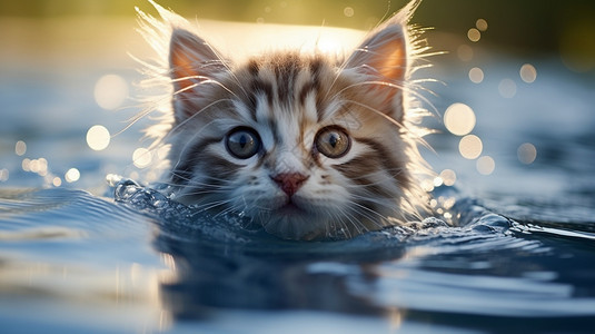 游泳小猫咪游泳池中的小猫咪背景