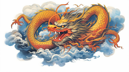 庄严神秘的中国龙插图背景图片