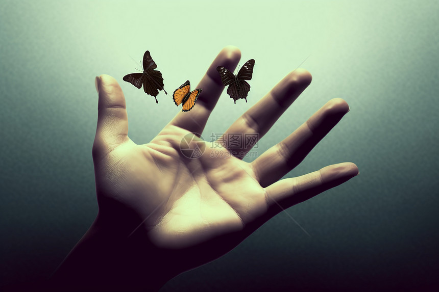 手指上的蝴蝶图片