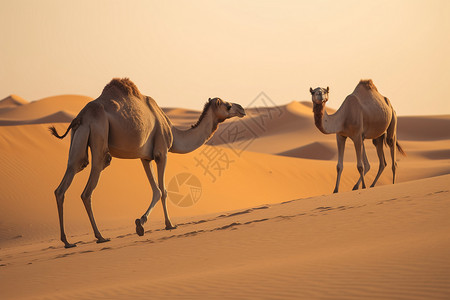 中东沙漠沙漠的骆驼背景