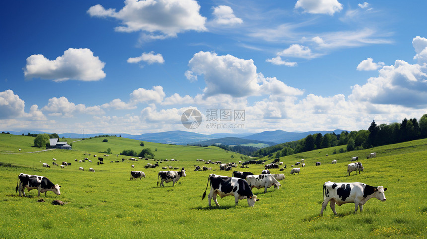 夏天草原上的畜牧业图片