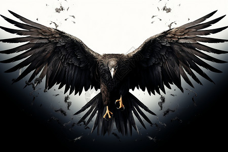 黑色羽毛的雄鹰背景图片