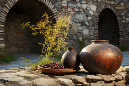 简约的古代陶器背景图片