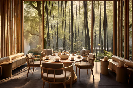 豪华建筑的新中式茶馆背景图片