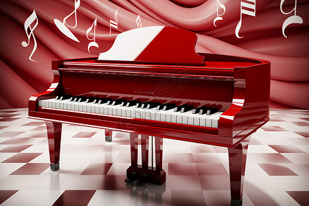 红色钢琴图片