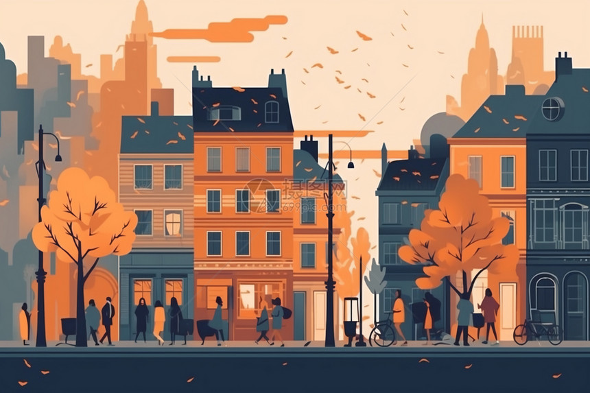 欧洲城市建筑平面插图图片