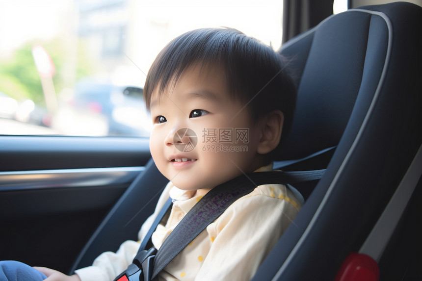 汽车里的亚洲儿童图片