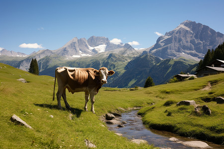 山脉中的畜牧业图片