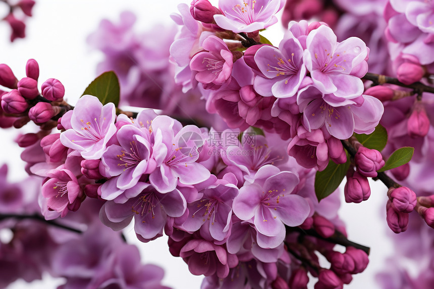 花园中盛开的紫色丁香花图片
